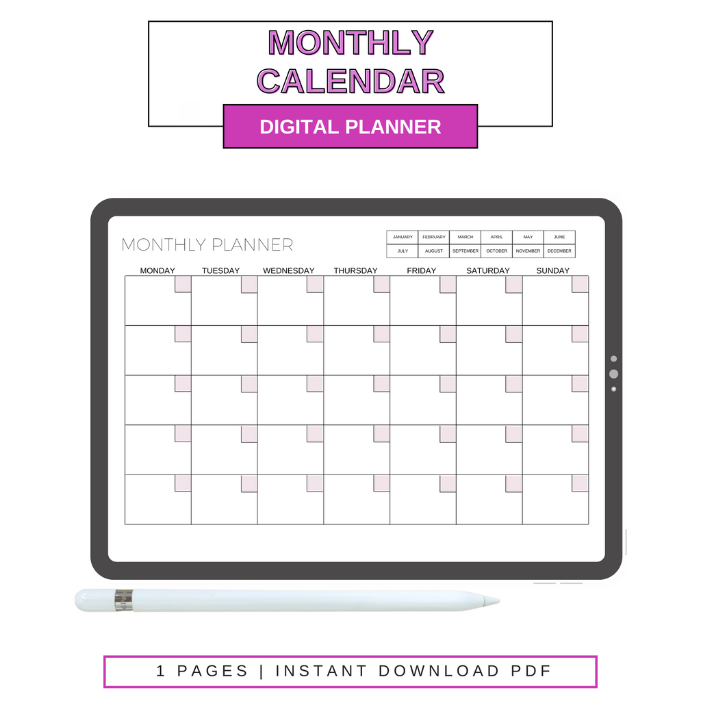 Digital Monthly Calendar