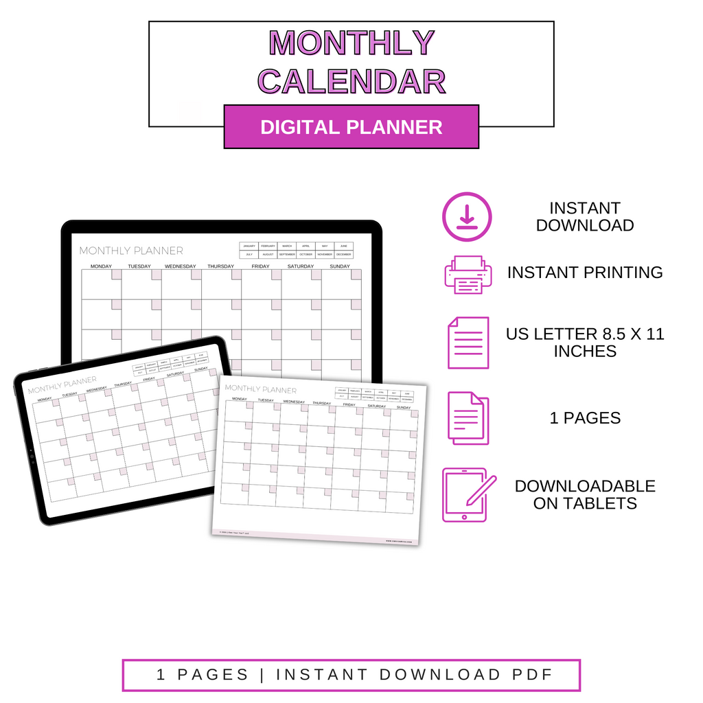 Digital Monthly Calendar