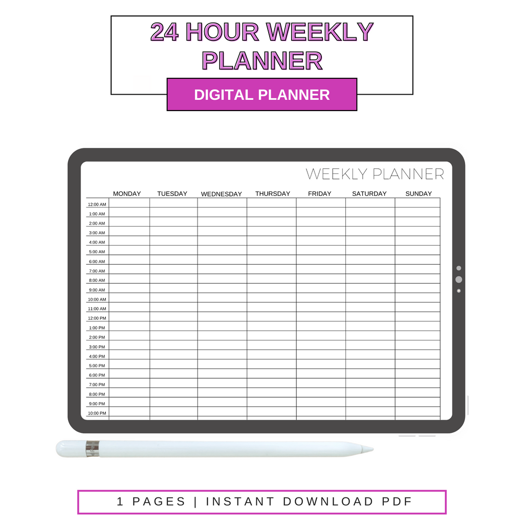 Digital 24 Hour Weekly Planner