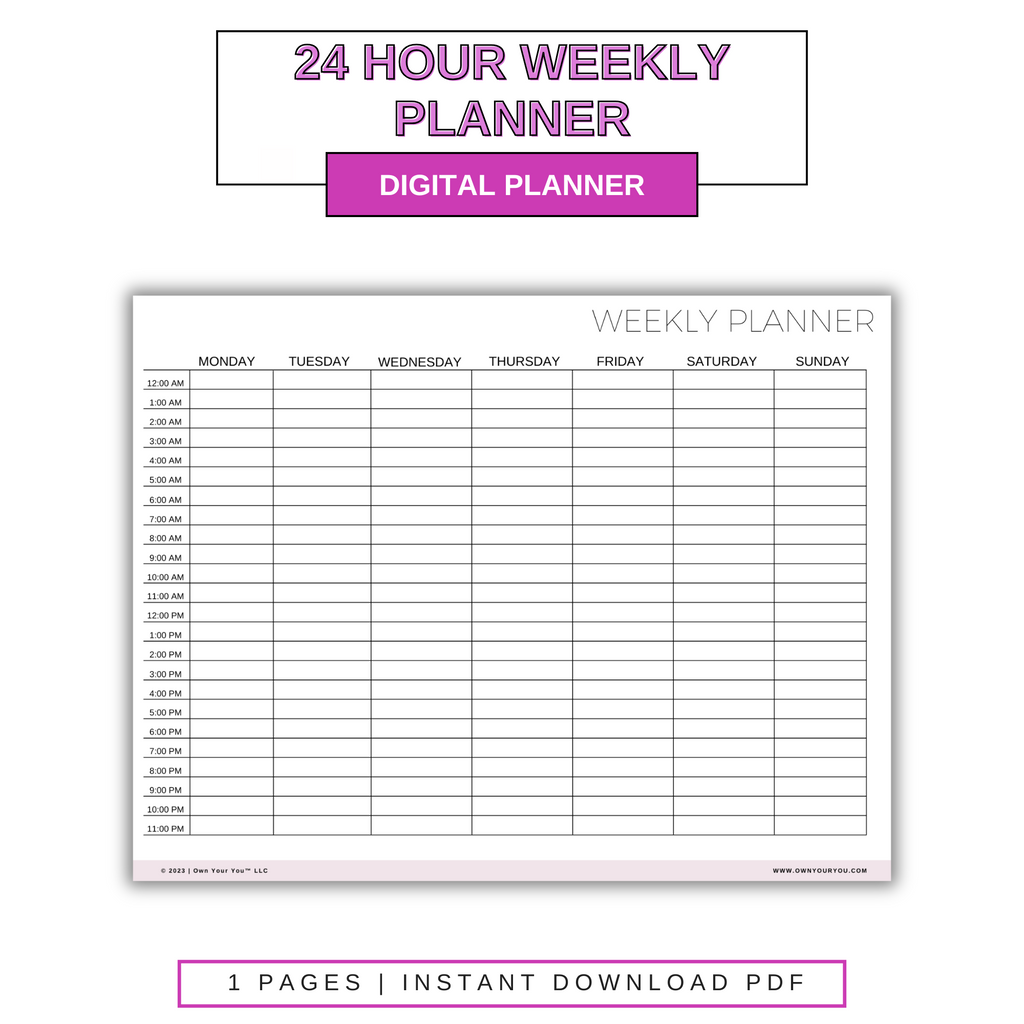 Digital 24 Hour Weekly Planner