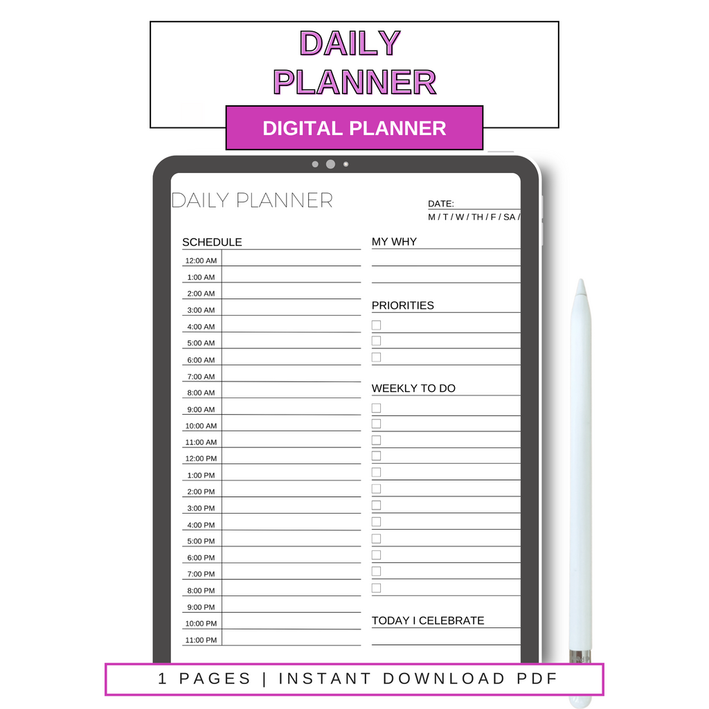 Digital 24 Hour Daily Planner