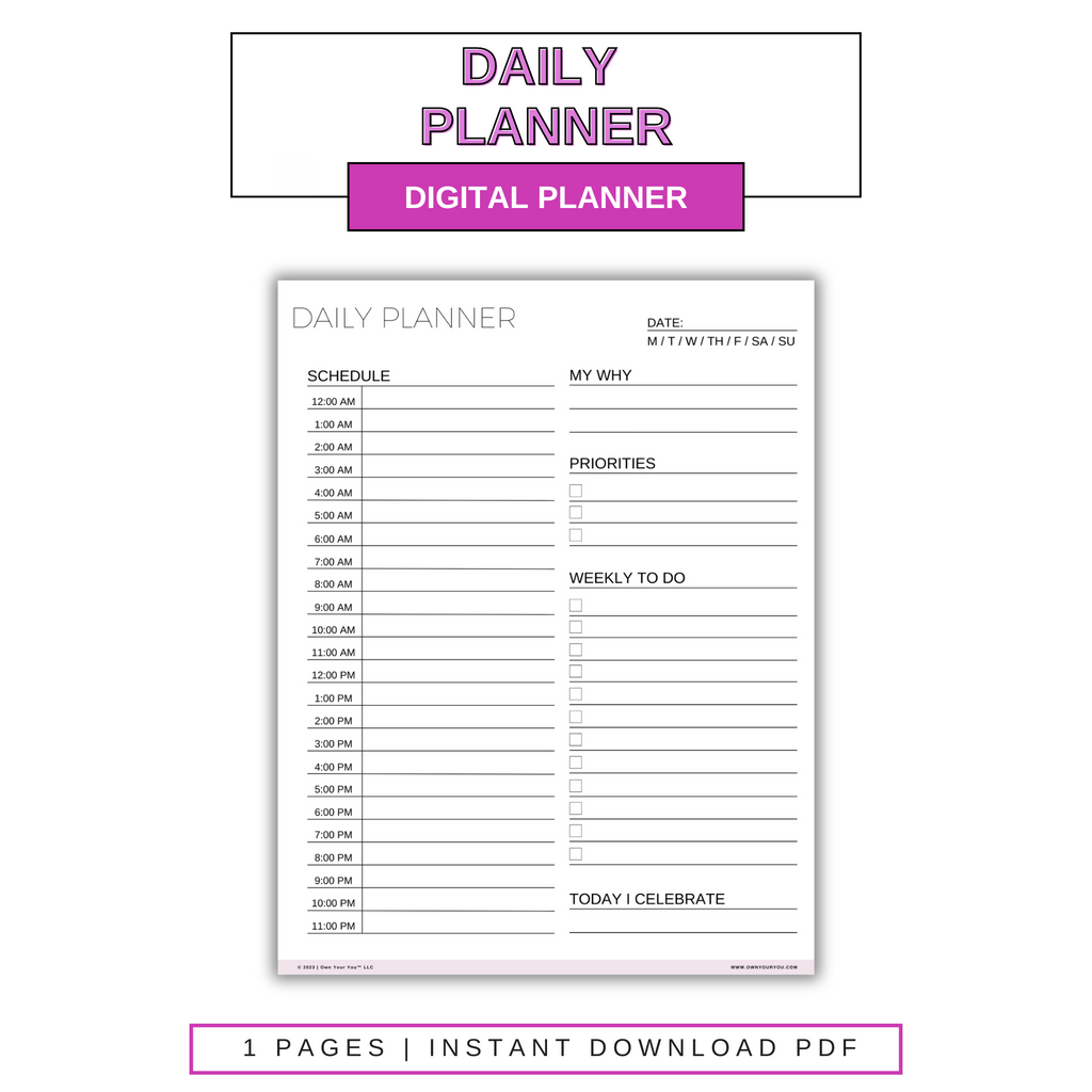 Digital 24 Hour Daily Planner