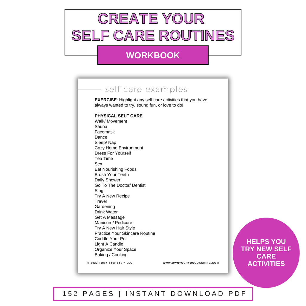 Digital Own Your Self Care Workbook