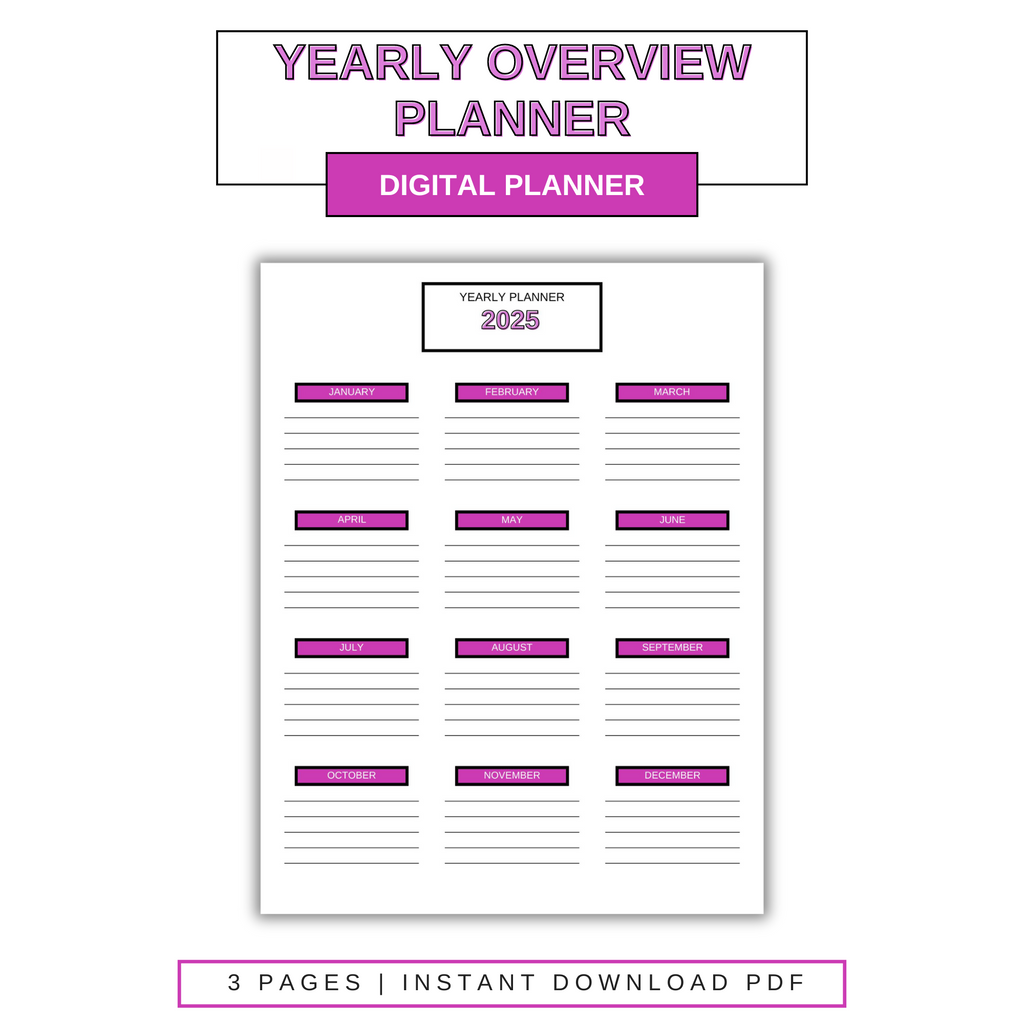 Digital Yearly Overview Planner